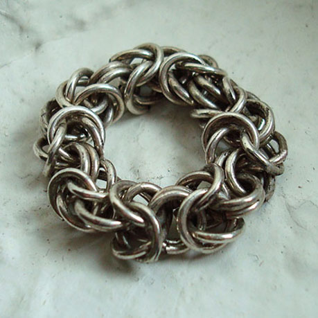 Byzantine Chain Ring in sterling silver